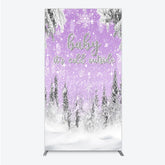Aperturee - Aperturee Baby It’s Cold Outside Rectangle Backdrop Lavender Winter Wonderland Purple Snowflake Girl Baby Shower Decor